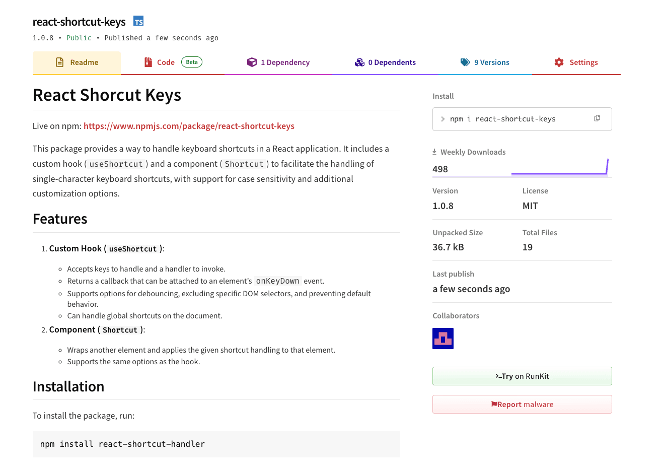 React Shortcut Keys